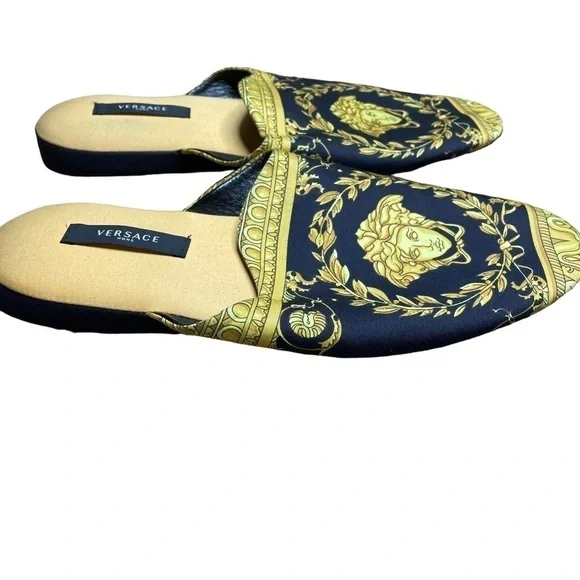 Versace Home medusa slippers black gold size 41